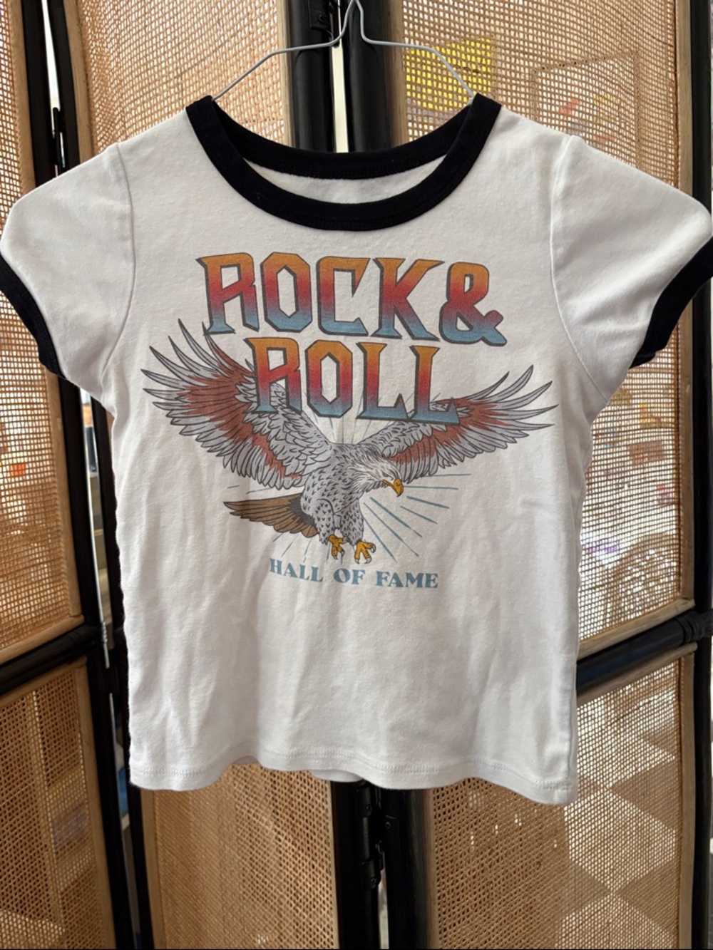KiDs ‘Rock & Roll Hall of Fame’ Graphic Tee White w/Black Trim Large 10/12